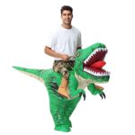Doscos Adult Inflatable Dinosaur Costume Funny Halloween Costumes for Men/Women Riding T Rex Blow up Air Costume for Party  (Dark Green)