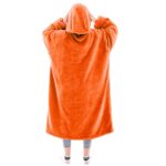 Waitu Wearable Blanket Sweatshirt Gifts for Women and Men, Super Warm and Cozy Blanket Hoodie, Thick Flannel Blanket with Sleeves and Giant Pocket – Orange