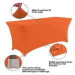 IVAPUPU 2 Pack 6FT Table Cloth for Rectangular Fitted Events Stretch Orange Table Covers Washable Table Cover Spandex Tablecloth Table Protector for Party, Wedding, Cocktail, Banquet, Festival