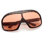 Fashion Oversized Square Women Sunglasses Vintage Punk Men Outdoor Eyewear Shades UV400 Orange Purple Sun Glasses (brown)