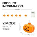 X-CHENG Halloween Pumpkin String Lights, LED Pumpkin Lights-20 LED 10 FT Battery Operated String Lights,2 Modes Steady/Flickering Lights for Outdoor Indoor Halloween Party Decorations