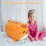Auspicious beginning Orange Cat Stuffed Animal-16” Orange Cat Plush, Kawaii Cat Plush Toy, Cat Plushie Soft Kawaii Stuffed Animal Pillow Doll for Kids’ Birthdays Home Decoration