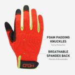 HANDLANDY Mens Work Gloves Touch screen, Flexible Breathable Utility Gloves (Large, Orange)