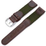 Hadley-Roma 19mm ‘Men’s’ Leather Watch Strap, Color:Green (Model: MSM866RAB190)