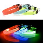 Illumifun Light Up Dog Collar – USB Rechargeable Glowing Pet Safety Collar, Adjustable Reflective LED Dog Collar Make Your Dogs Safe& Seen in The Dark (Orange?, Large)
