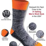 Dickies Men’s Dri-Tech Moisture Control Crew Multipack Socks, Hi-vis Orange Black (6 Pairs), Large