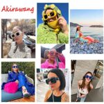 Akirawang Fashion Square Inflated Sunglasses for Women Men Oversized Thick Frame Trendy Glasses Mask Shades Designer Style (Orange)