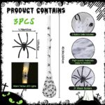 3pcs Halloween Hanging Decorations Spider Egg Sacs – 41 Inch Spider Egg Decoration with Led Lights Halloween Props Hallowmas Outdoor Indoor Yard Tree Hanging Ornaments