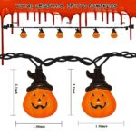 8.5Ft Pumpkin String Lights, Halloween Wizard Hat Pumpkin String Lights with 10 Cute Jack O Lantern Light, Orange Halloween Pumpkin Lights for Indoor Home Room Decor Outdoor Patio Garden Party