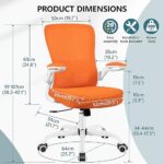 MINLOVE Office Chair Ergonomic Desk Chair with Adjustable Lumbar Support and Height, 90° Flip-up Armrests, Ergo Desk Chairs with Wheels, Home Work Use (Orange)
