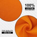 Kitinjoy 100% Cotton Kitchen Dish Cloths, 6 Pack Waffle Weave Ultra Soft Absorbent Dish Towels for Drying Dishes Quick Drying Kitchen Towels Dish Rags, 12 X 12 Inches, Orange