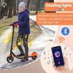 Aovopro Electric Scooter for Kids Ages 6-15, 9mph Speed/9 Mile Rang, 110W Motor, 6.5″ Solid Tires, 132lbs Max Weight, Flashing Rainbow LED Lights and Wheel, UL Certified Electric Scooter Kids