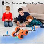 AFUNX Remote Control Car, RC Stunt Double Sided 360° Rolling Rotating Rotation Cars, High Speed Off Road Racing Truck for 6 7 8-12 Year Old Boy Kids Toy (Orange)