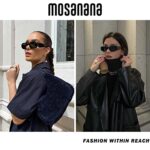 mosanana Trendy Rectangle Sunglasses for Women Men Brown Orange Tinted Caramel Vintage Retro Fashion Cool 90s Cute Funky Small Face 2000s Stylish Chunky Baddie 2023 Shade Unique Goulding