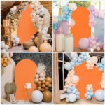 Kusamue 7.2 FT Orange Arch Backdrop Cover Fabric Fitted Wedding Arch Cover Round Top Chiara Spandex Arch Backdrop Stand Cover for Birthday Party Ceremony Banquet Decoration Decor (7.2Ft, Orange)