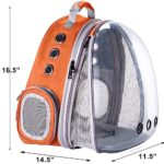 Expandable Cat Backpack Carrier, Fit up to 20 lbs, Space Capsule Astronaut Bubble Window Pet Backpack for Large Cat and Small Puppy (Orange, Front Extension)