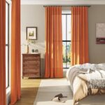 Burnt Orange Linen Curtains 84 Inches Long for Living Room 2 Panels Rod Pocket Light Filtering Semi Sheer Drapes Boho Rustic Western Home Halloween Decor Fall Autumn Rust Color Curtains for Bedroom