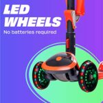 Kick Scooters for Kids Ages 3-5 (Suitable for 2-12 Year Old) Adjustable Height Foldable Scooter Removable Seat, 3 LED Light Wheels, Rear Brake, Wide Standing Board, Outdoor Activities for Boys/Girls