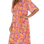 AVIIER House Dress Women Short Sleeve Mumu Lounge Dresses Patio Nightgowns with Pockets (Orange Flower, Small)…