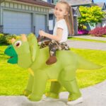 GOOSH Inflatable Dinosaur Costume Kids Triceratops Costume Halloween Dinosaur Blow up Costumes Kids Dinosaur Costumes Toddler (4-6Yrs) Green