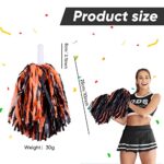 24 Pcs Pom Poms Cheerleading Cheerleader Pom Poms Spirited Cheer Pom Poms Cheerleader Pom Poms Baton Handle Metallic Foil Fun Pom Poms for Sports Team Party Dance Cheering (Orange, Black)