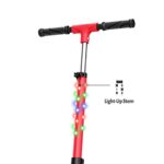 Jetson Scooters – Jupiter Jumbo Kick Scooter (Red) – Collapsible Portable Kids Push Scooter – Lightweight Folding Design with Big Wheels and High Visibility RGB Light Up LEDs on Stem and Deck