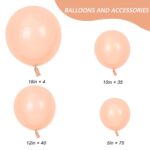 RUBFAC 154pcs Pastel Orange Balloons Different Sizes 18 12 10 5 Inches for Garland Arch, Premium Pastel Orange Latex Balloons for Birthday Baby Shower Graduation Wedding Anniversary Party Decorations