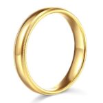 14k Yellow Gold 3mm Plain Milgrain Wedding Band – Size 6