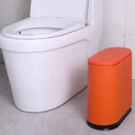 Sooyee 10 Liter Rectangular Plastic Trash Can Wastebasket with Press Type Lid,2.4 Gallon Garbage Container Bin for Bathroom,Powder Room,Bedroom,Kitchen,Craft Room,Office,Orange