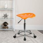 Flash Furniture Taylor Vibrant Orange Tractor Seat and Chrome Stool