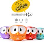 Orange Big-Eyed Eagle Manually Mechanical Kitchen Timer, Clock Cooking, Pomodoro Alarm, Baking Reminder, Timer for Kids, Stopwatch, Hourglass, Wind Up 60 Minutes. Alarm Clock, Kids Cooking