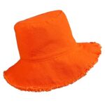 boderier Sun Hats for Women Summer Casual Wide Brim Cotton Bucket Hat Beach Vacation Travel Accessories (Orange)