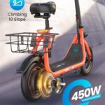 Gyroor Electric Scooter with Seat, 450W Powerful Motor up to 20 Miles Range, Foldable Scooter for Adult Max Speed 15.5Mph, Commuter Electric Scooter with Basket