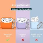 R-fun AirPods Pro Generation Case Cover with Cleaner kit and 4 Pairs Replacement Ear Tips(XS/S/M/L), Full Protective Silicone for Apple AirPods Pro 2019 Charging Case – Orange
