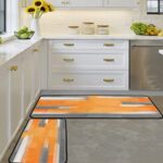 Orange Kitchen Rugs Set of 2 – Kitchen Floor Mats Non-Slip Backing – Kitchen Mat Washable Doormat Runner Rug Set for Home Accessories and Decor 17×47.2 and 17×30 inches.