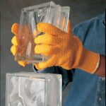 MCR Safety 9675XLM Honey Grip Cotton/Polyester 7 Gauge Honeycomb Gloves with Green Hemmed Cuff, Orange, X-Large, 1-Pair