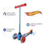 Hot Wheels Self Balancing Kick Scooter with Light Up Wheels, Extra Wide Deck, 3 Wheel Platform, Foot Activated Brake, 75 lbs Limit, Kids & Toddlers Girls or Boys, for Ages 3 and Up