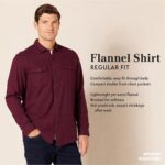 Amazon Essentials Men’s Regular-Fit Long-Sleeve Two-Pocket Flannel Shirt, Burgundy Orange Plaid, X-Large