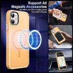 MOCCA Strong Magnetic for iPhone 11 Phone Case,[Compatible with Magsafe][Glass Screen Protector+Camera Lens Protector] Slim Thin Shockproof Cover Case for iPhone 11 6.1 inch, Light Orange
