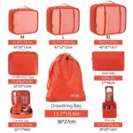 BAGAIL 8 Set Packing Cubes, Lightweight Travel Luggage Organizers with Shoe Bag, Toiletry Bag & Laundry Bag (Orange)