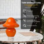 LOCZAR Orange Lamp, Mushroom Lamp Small Glass Table Lamps for Nightstand Room Decor Cute Vintage Desk Aesthetic Girl Night Light for Bedroom Living Room Bedside Dorm Gifts (Small Orange Lamp)