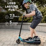 Mongoose React E1 Electric Kids Scooter, Boys & Girls Ages 8+ Max Rider Weight Up to 120lbs, Top Speed of 6MPH, Aluminum Handlebars and Frame, Rear Foot Brake, Battery and Charger Included, Blue/Black