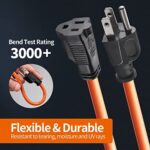 KTMC 50ft 16AWG Outdoor Extension Cord, Indoor/Outdoor 50-Foot SJTW 16/3 Gauge Extension Cable with Durable Weatherproof PVC Vinyl Jacket, 3-Prong Grounded Plug, ETL Certified 13A 1625W, Orange