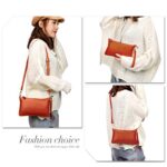 Artwell Genuine Leather Clutch Wallet for Women Wristlet Envelop Small Crossbody Purse Card Shoulder Bag (Orange)