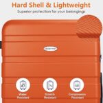 YEMENREN Luggage Sets Hardside Lightweight Suitcase with Spinner Wheels TSA Lock, 3-Piece Set (20/24/28), Orange