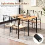 Giantex 5 Pieces Dining Table Set, Modern Rectangular Dining Table & Upholstered Chair Set, Kitchen Dining Room Furniture Set for 4, Space-Saving Dinette Set for Breakfast Nook, Orange