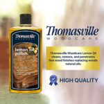 THOMASVILLE LEMON OIL POLISH – Natural Lemon Scented Wood Cleaner & Furniture Polish, Cleans, Renews, Restores & Rejuvenates Wood Surfaces, Protects Wood from Drying or Cracking, Leaves a Shiny Finish, 16oz