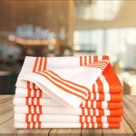 Urban Villa Kitchen Towels (20×30 Inches 6 Pack) Extra Large Premium Dish Towels for Kitchen Orange & White Dish Cloths Highly Absorbent 100% Cotton Kitchen Hand Towels with Hanging Loop Tea Towels