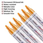 Orange Paint Markers Pens – Single color 6 Pack Permanent Oil Based Paint Pen, Medium Tip, Quick Dry and Waterproof Marker for Rock, Wood, Fabric, Plastic, Canvas, Glass, Mugs, Canvas, Glass