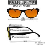 Blue Light Glasses 2pk Orange. 98.5% Blue Blocking (420-460nm). Premium Rubberized w. Spring Hinges, Ultra Clear, Comfortable & Lightweight. Great for laptop, desktop, phone, gaming, fitness & health.